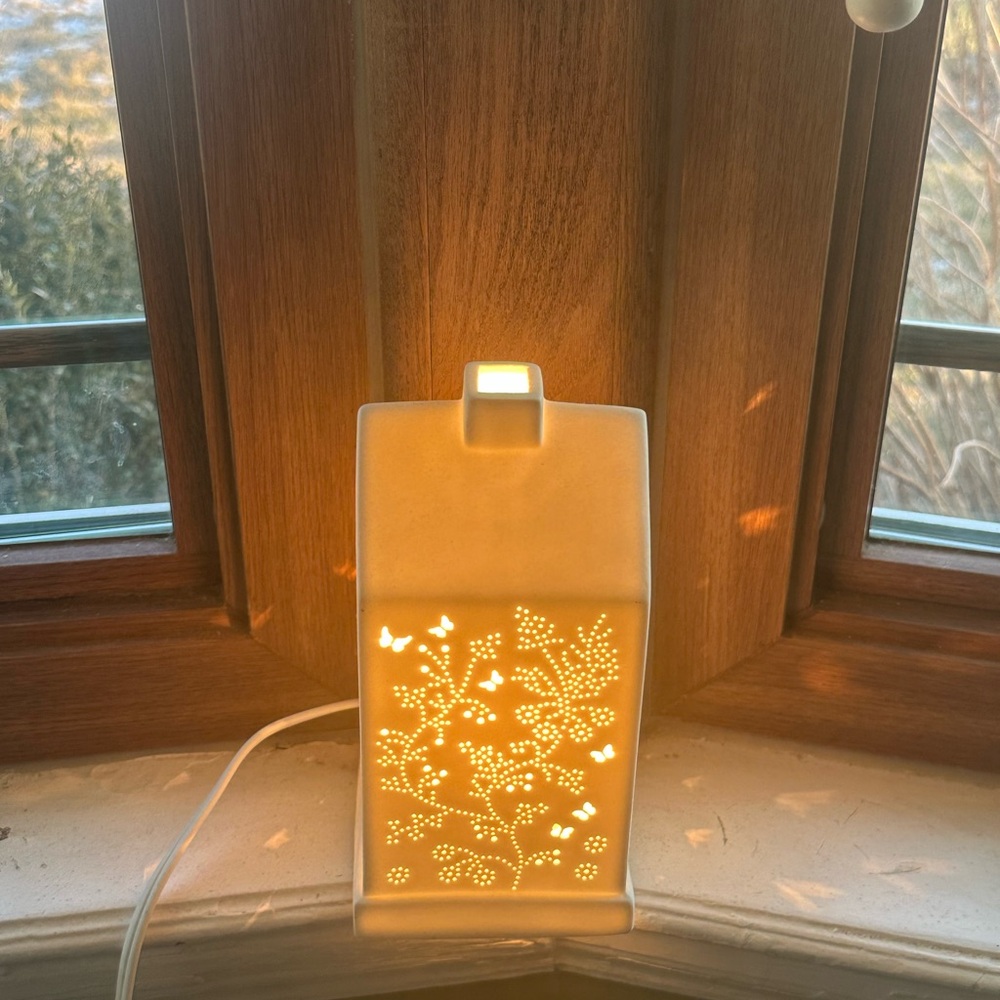 White Butterfly & Floral Night Light